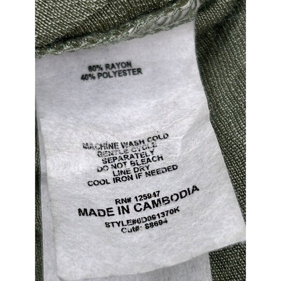 Cocomo Top 3X Green Pintuck Pleat Tie Front 3/4 Roll Tab Lightweight Plus Casual - Picture 7 of 7